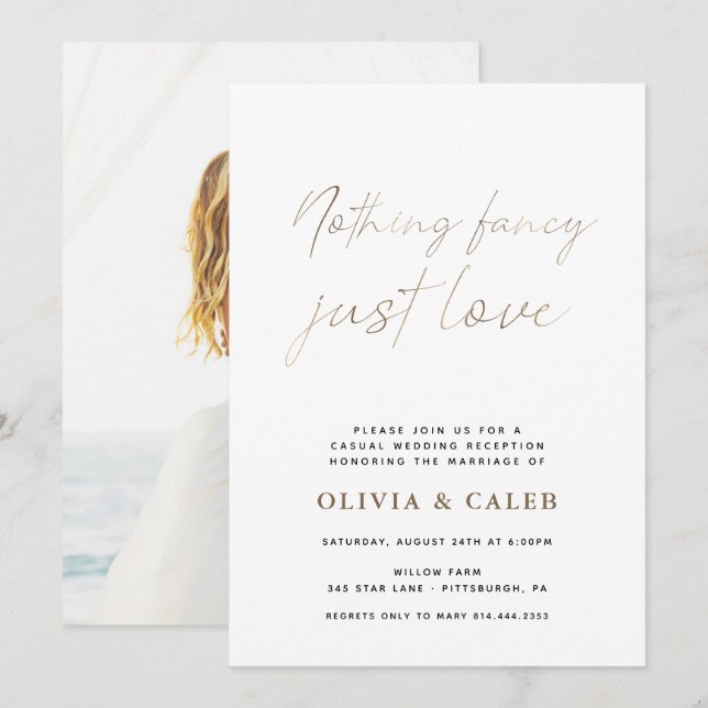 Faire simple, juste l'amour Invitation de mariage (Devant / Derrière)