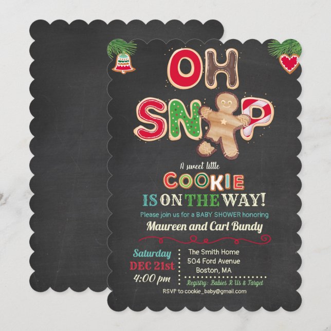 Faire Snap Invitation pour Baby Shower Biscuit au  (Devant / Derrière)