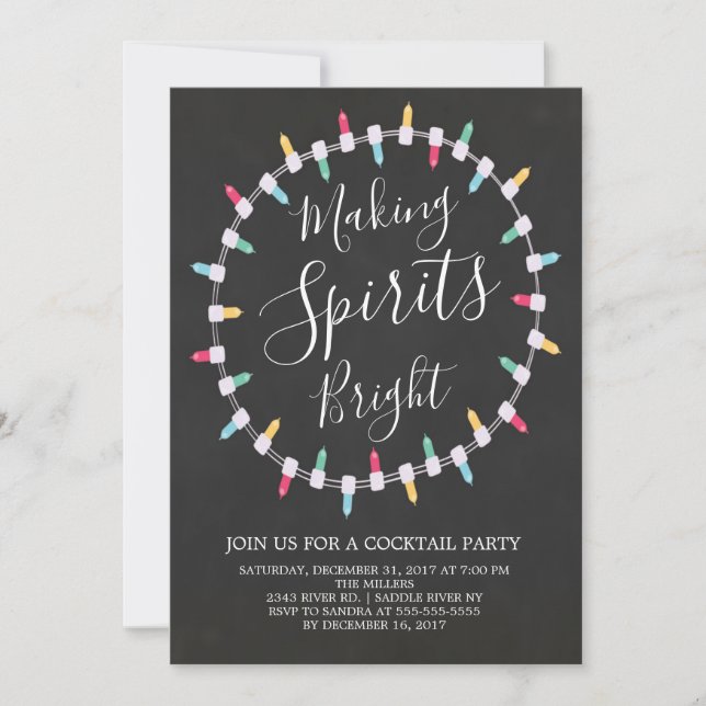 Faire Spirits Bright Cocktail Party Invitation (Devant)