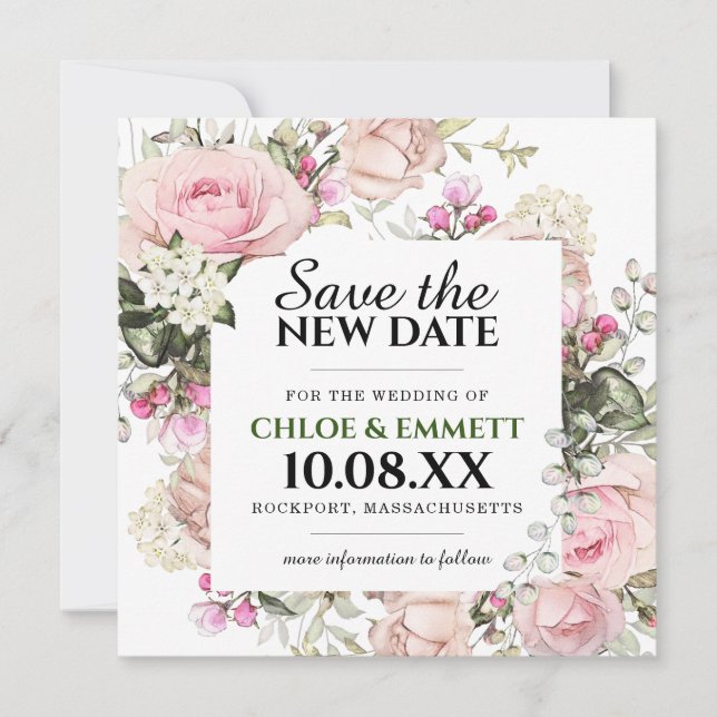 Faire suivre la nouvelle date Carte de mariage flo (Devant)