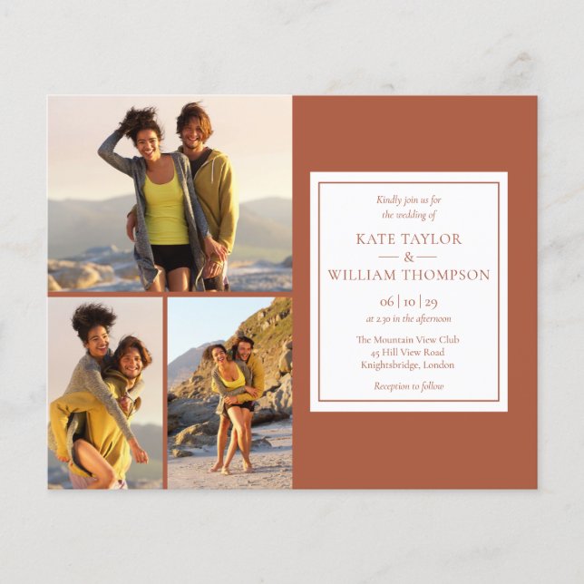 Faire Terre Cuite 4 Photos Invitation de Mariage (Devant)