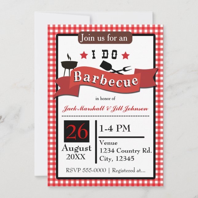 Faire un barbecue Invitation de mariage pour coupl (Devant)