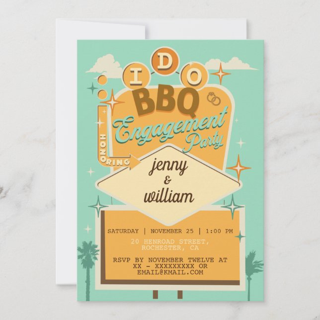 Faire un BBQ Cartes d'invitation de fiançailles ré (Devant)