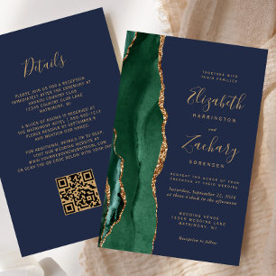 Faire un budget Emerald Green Agate Navy QR Code M