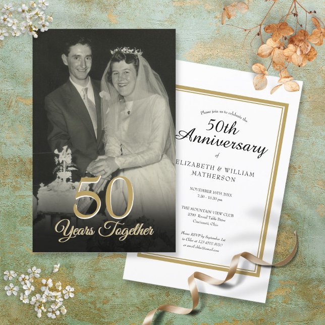 Faire un budget Invitation de photo d'anniversaire (Budget Any Year Wedding Anniversary Photo Invite)