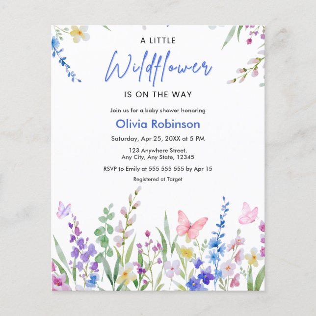 Faire un budget pour une invitation de baby shower (Devant)