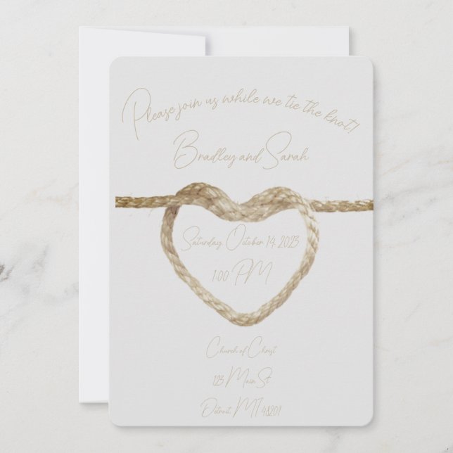 Faire un nœud - Invitation de mariage (Devant)