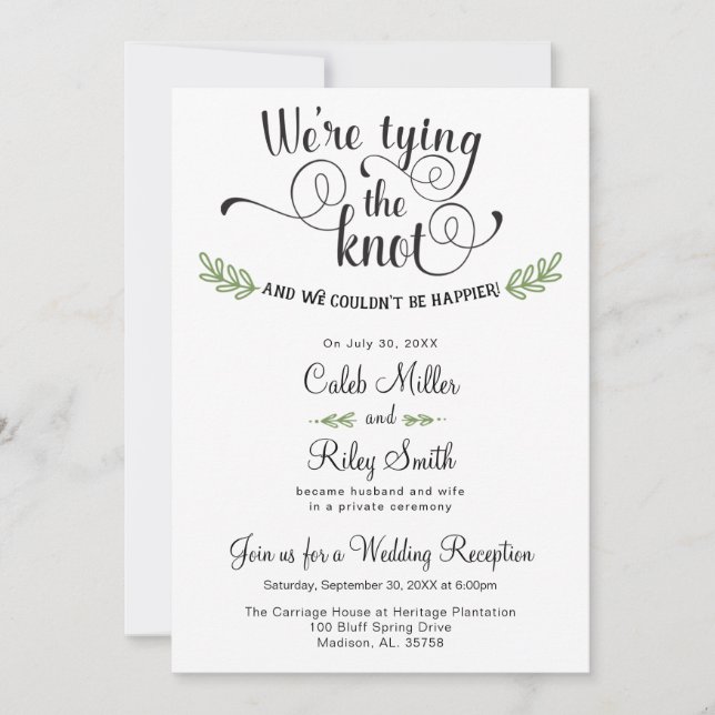Faire un nœud Invitation de réception de mariage (Devant)