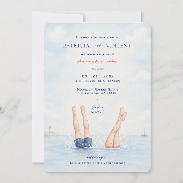 Faire un plongeon dans la carte d'invitation de ma (Devant)