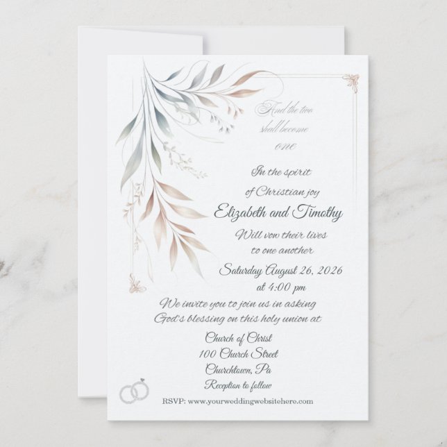 Faire Un Seul Christian Wedding Invitation (Devant)