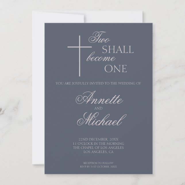 Faire Un Seul Deux Invitation De Mariage Chrétien (Devant)