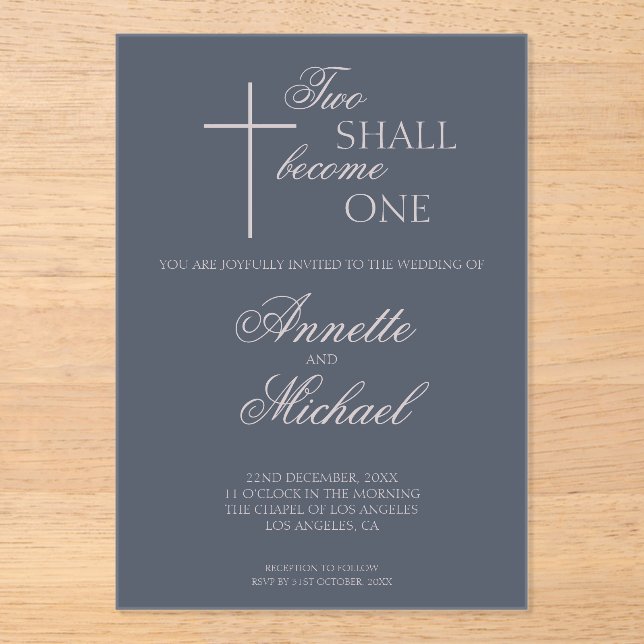 Faire Un Seul Deux Invitation De Mariage Chrétien (Recto)
