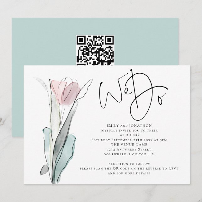 Faire une invitation de mariage avec un code QR ph (Devant / Derrière)