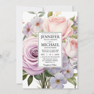 Faire voir au verso Invitation de mariage Rose pas