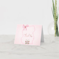 Fairepart bébé points cadre ruban fraise oie