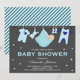 Fairepart de Baby Shower Garçon Mignon Vêtements