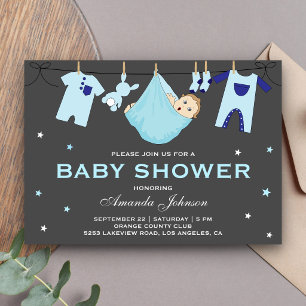 Fairepart de Baby Shower Garçon Mignon Vêtements