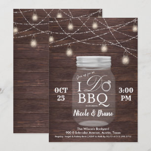 Fairepart de barbeque rustique 'I DO' en pot Mason