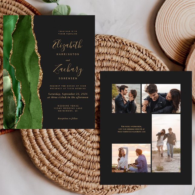 Fairepart de mariage 4 photos Budget Hunter Green  (Créateur téléchargé)