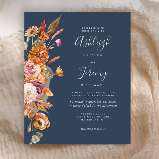 Fairepart de mariage à l'aquarelle florale rustiqu (Créateur téléchargé)