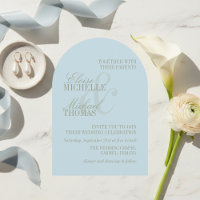 Fairepart de mariage à l'arc formel Citrus bleu éc