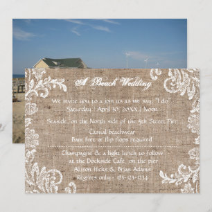 Fairepart de mariage Beach Burlap & Lace