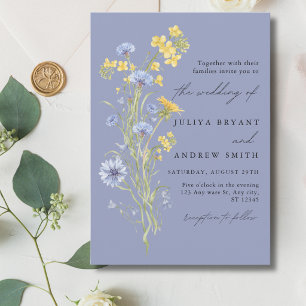 fairepart de mariage bleu écriture wildflower