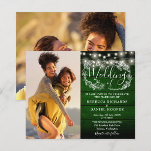 Fairepart de Mariage Budget Vert Rustique Lumières