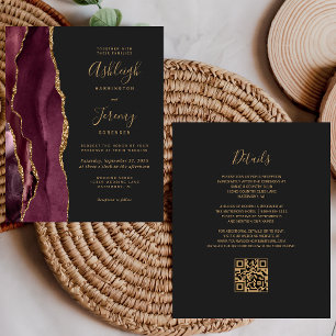 Fairepart de mariage Code QR Or Budget Bourgogne S