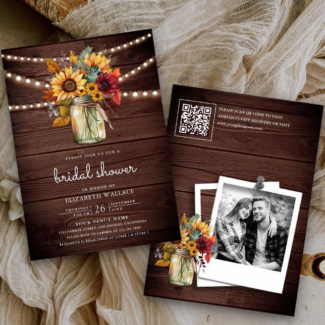 Fairepart de Mariage Code QR Tournesols Bourgogne (Créateur téléchargé)