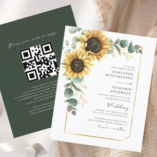 Fairepart de mariage code QR tout-en-un Tournesol