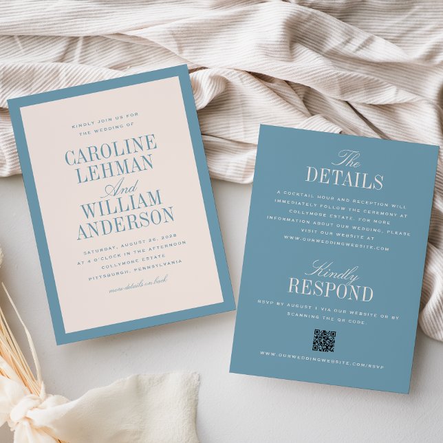 Fairepart de mariage élégant classique bleu clair  (Créateur téléchargé)