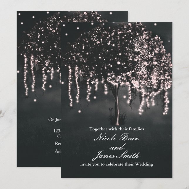 Fairepart de mariage Lumières de l'arbre moussues  (Devant / Derrière)