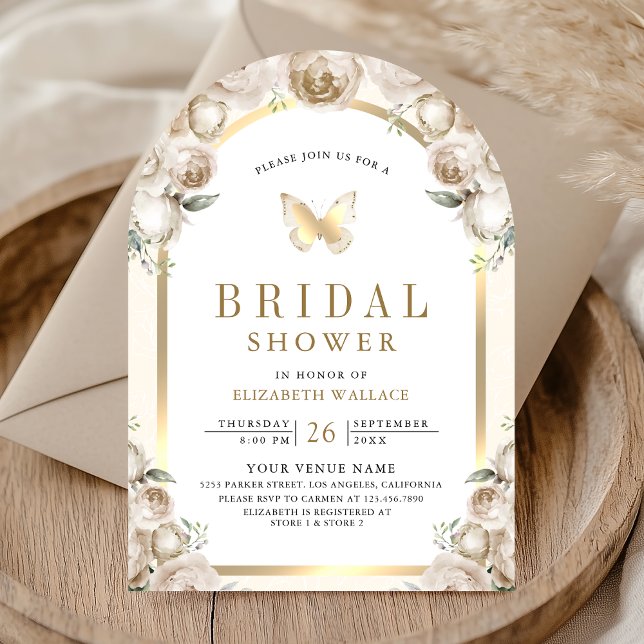 Fairepart de Mariage Papillon Arc Floral Crème d'I (Créateur téléchargé)