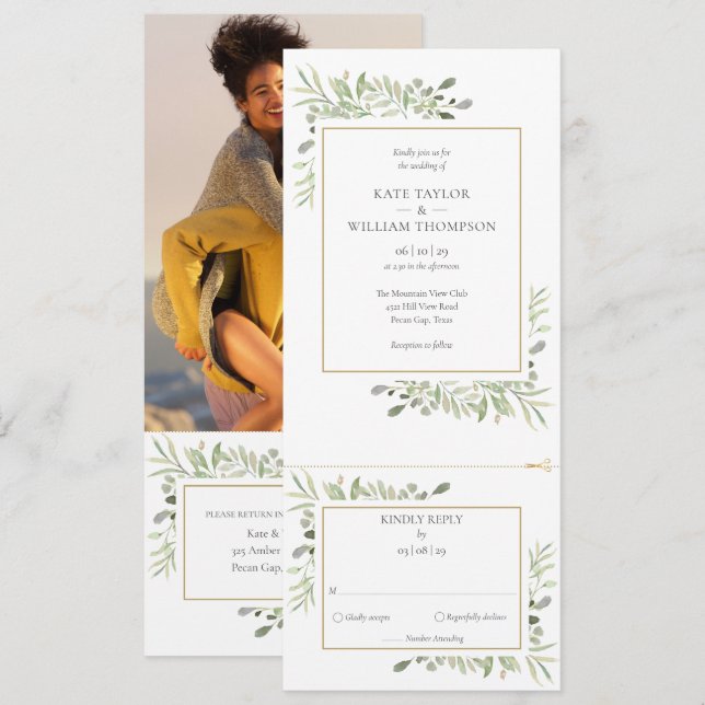 Fairepart de mariage photo élégant et moderne avec (Devant / Derrière)