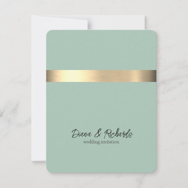 Fairepart de mariage rustique en faux papier doré  (Devant)