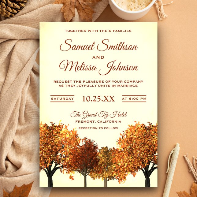 Fairepart de mariage rustique forêt d'automne (Créateur téléchargé)
