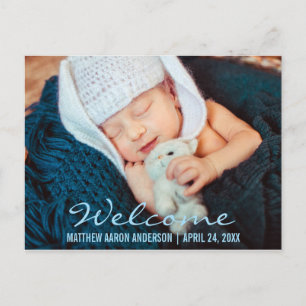 Fairepart de naissance de bébé moderne bleu