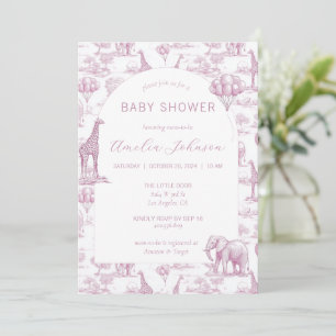 Fairepart de Naissance Safari Rose Baby Shower Ani