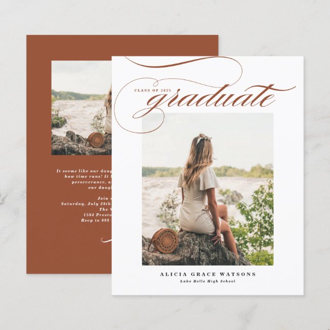 Fairepart de remise des diplômes avec calligraphie (Devant / Derrière)