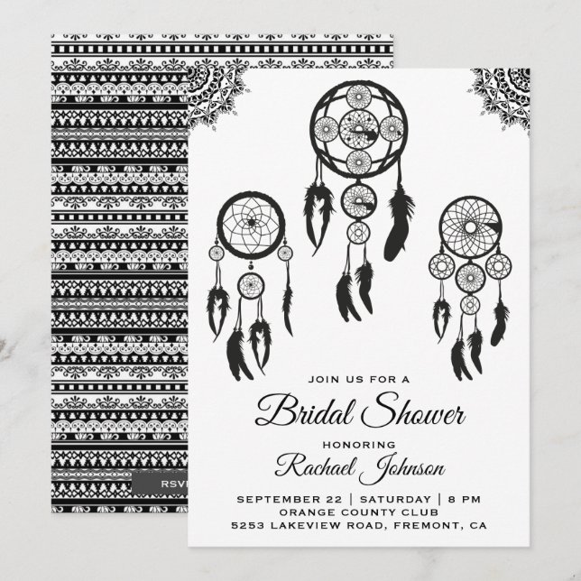 Fairepart de Rêve Tribal Bohème pour Enterrement d (Devant / Derrière)