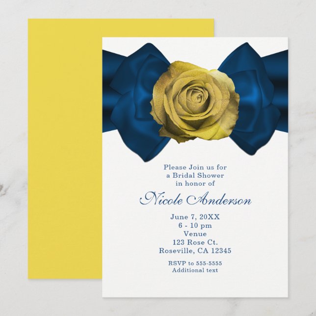 Fairepart Ruban Bleu & Rose Jaune TOUTES COULEURS (Devant / Derrière)