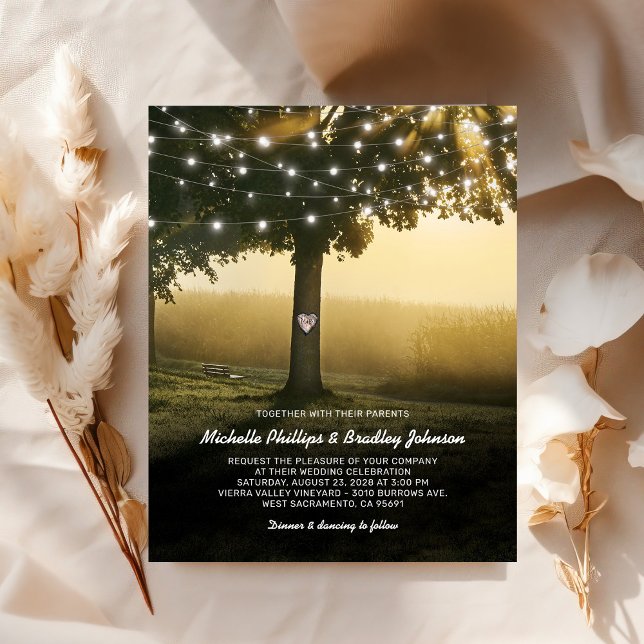Faireparts Lumineuses Arbre Rustique Mariage (Créateur téléchargé)