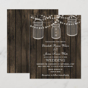 Faireparts Mariage Bocaux en Bois de Grange à peti