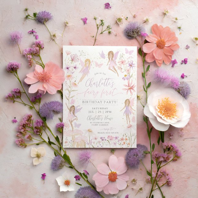 Fairy 1er Anniversaire Invitation Fairy First Part (Fairy First Birthday Invitation | Fairy Themed 1st Birthday Party)