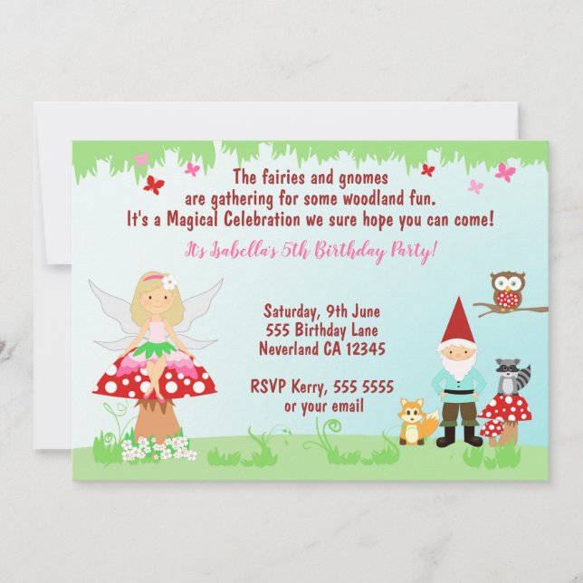 Fairy and Gnome Woodland Party | INVITATION (Devant)