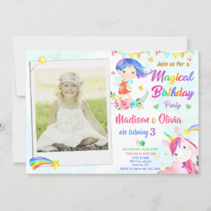 Fairy and Unicorn invitation anniversaire Twins ph