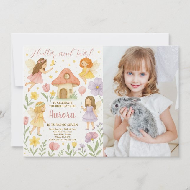 Fairy Birthday Invitation avec photo (Devant)