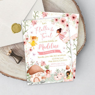 Fairy Birthday Invitation Girl Magical Garden