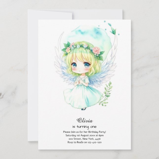 Fairy First Birthday Invitation (Devant)